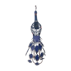 2026 High Quality Blue Green Solor Light Metal Peacock Standing Yard Art For Outside Patio Porch Backyard