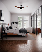 Visualisation d'intérieur d'appartement contemporain, plan d'étage 2D, dessin CAO, service de rendu d'intérieur 3D