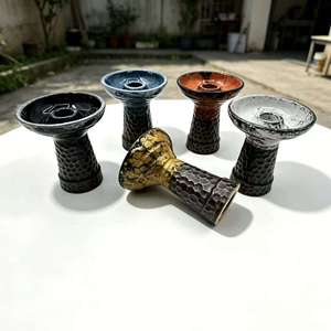 Cazoleta de shisha de arcilla esmaltada con textura martillada, base para hookah multicolor, accesorio para fumar, pieza de repuesto - Product Image 6