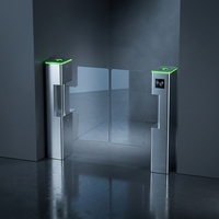 Barrière pivotante de supermarché entièrement automatique, contrôle d'accès biométrique, sécurité en acier inoxydable IP54, anti-pincement bidirectionnel