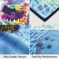 Oversized Microfiber Suede Beach Towel, 200-250GSM Sand Free Quick Dry, 100x180cm, Double-Sided Print, Travel Yoga Picnic