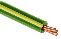Flexibles Kupfer-Elektrokabel, Einadriges PVC-Kabel in Gelb-Grün, 0,5mm 1,5mm 2,5mm 4mm 6mm, Erdungskabel