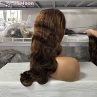 Pelucas Frontales de Cabello Virgen Brasileño Ondulado Largo Rubio Miel Natural RUmoon P4/27 13x4 Completas Sin Pegamento HD Lace Transparente