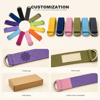 Sangle de yoga extensible en polyester naturel et biologique, 183*3.8cm, réglable, de qualité supérieure, résistante, écologique, avec anneau en D