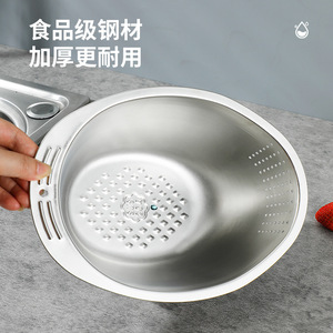 Cesta coladora de acero inoxidable 304 de grado alimenticio para lavar arroz y drenar alimentos, para uso en cocina - Product Image 2