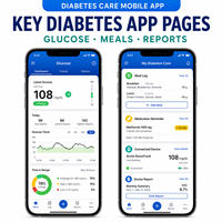 Développement d'une application de gestion du diabète de qualité supérieure pour iOS et Android avec suivi du glucose et enregistrement des repas LionCreate