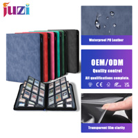 Carpeta JUZI al por mayor con 9 bolsillos para tarjetas, capacidad para 252 tarjetas con 14 páginas, compatible con tarjetas Toploader, de cuero PU impermeable