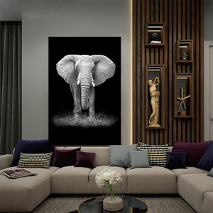 Nordic Nero Bianco Giraffa Elefante Zebra <span class=keywords><strong>Leone</strong></span> di Stampa di Arte Della Parete Manifesto Della Decorazione Della Casa della tela di canapa di stampa personalizzata animale pittura - Product Image 4