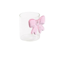 Licht luxe roze glazen beker met strik 250ml modern design hittebestendig hoog borosilicaat vaatwasser- en magnetronbestendig voor vrouwen koud drankjes