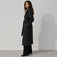 Manteau d'hiver en laine pour femme, personnalisable OEM/ODM, doublure en cachemire écologique, col rabattu et ceinture