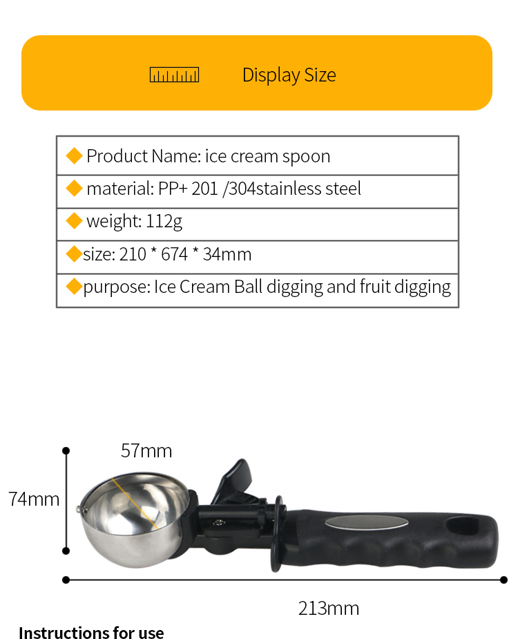 Amazon top seller custom ice cream scoop COOKIE Scoop for Baking ice cream scooper Stainless Steel Ice Cream Scoop