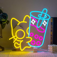 Enseigne néon LED Boba Tea Chat, alimentée par USB, rétroéclairée, décoration murale publicitaire pour café et restaurant