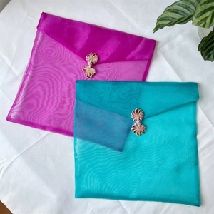 Wholesale Hot Sale Custom Button Different Sizes Packaging Pouch Sheer Organza <b>Gift</b> <b>Envelope</b> Bag - Product Image 1