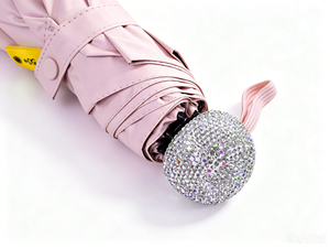 Diamond Handle Women Compact Portable Rain Manual Open UPF50 Sun Protective Custom Mini <b>Pocket</b> Folding Umbrella With Logo - Product Image 3