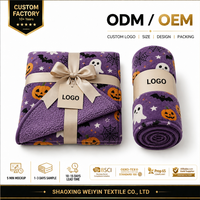 Manta Sherpa de Halloween Personalizada, OEM/ODM, de Felpa Estampada, para Regalos, Venta al por Mayor y Programas de Marca Privada