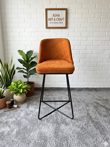 Luxury Suede Fabric Bar Chair with Metal Frame Bar <b>Stool</b> for Kitchen Counter Furniture - Product Image 4