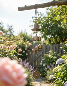 Carillon à vent en cuivre de style japonais, cloche Feng Shui pour décoration extérieure avec pièce porte-bonheur, carillon à vent en métal pour jardin, patio, balcon - Product Image 1