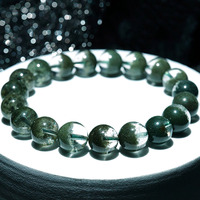 Bracelet en Quartz Vert Naturel Brésilien de Qualité Supérieure, Bijou en Cristal à Inclusions Demi-Coupelle pour Collection et Cadeau de Luxe