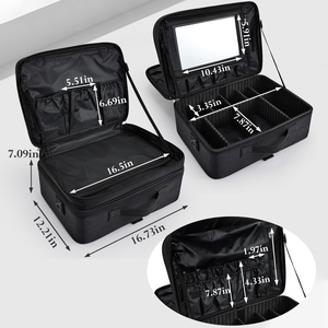 3 Layer <b>Makeup</b> Bag Professional <b>Makeup</b> <b>Case</b> Travel Cosmetic Organizer Large <b>Makeup</b> Artist Storage with Adjustable Dividers - Product Image 5