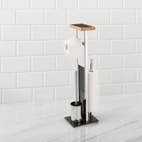 Porte-rouleau de brosse de toilette en verre noir multifonctionnel en acier inoxydable pour la salle de bain.