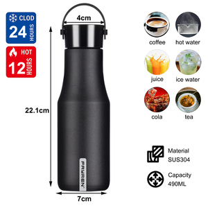 Bouteille isotherme à vide en acier inoxydable avec poignée et couvercle, purificateur d'eau portable pour l'extérieur, bouteille d'eau thermique avec infuseur à thé - Product Image 4