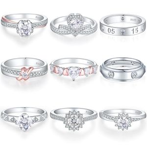 Bague de mariage en forme de coeur en argent sterling 925 plaqué rhodium taille princesse <span class=keywords><strong>diamant</strong></span> Logo gratuit pour la fête d'anniversaire femmes aimées - Product Image 1