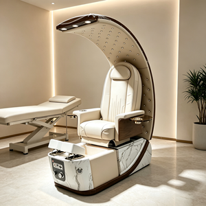 Fauteuil de pédicure de luxe en forme de lune, fauteuil de pédicure électrique inclinable avec massage, lumière LED, base en marbre, fauteuil de spa pour les pieds - Product Image 1