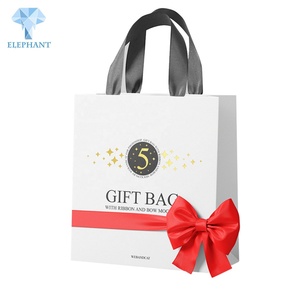 Custom Best Quality Commercial Reusable Paper Bags With Your Own Logo Thank You <b>Wedding</b> White Craft Paper Bag With Ribbon - Product Image 4