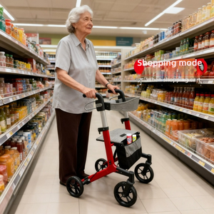 Vertical Rolling Fold Walking Aid - Wheelchair With Pedals <b>For</b> Elderly And <b>Disabled</b> Walking Aids 8 foot wheels foldable rollator - Product Image 4