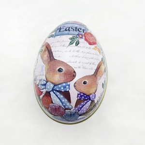 กล่องเหล็กทรงไข่อีสเตอร์ DAMAI สำหรับใส่ขนม ช็อกโกแลต กล่องดีบุกพร้อมตุ๊กตากระต่ายครอบครัว ตกแต่งด้วยไข่อีสเตอร์หลากสีสัน - Product Image 2