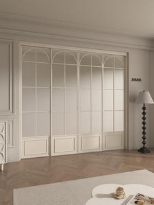 Porte coulissante française en alliage d'aluminium cintrée à cadre fin avec verre cannelé, séparateur d'intérieur pour hôtel moderne, boutique, appartement, suite - Product Image 4