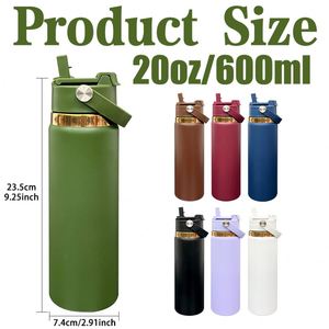 Nueva botella de agua de cobre de doble pared con aislamiento al vacío de 20 oz para exteriores, termo para senderismo con boquilla 2 en 1, pajita a prueba de derrames y asa superior para grabado láser - Product Image 5