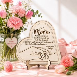 Plaque de remerciement en forme de cœur en bois pour maman, avec nom et citation personnalisables, artisanat fait main pour la fête des mères, souvenir - Product Image 4