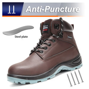 JIANKUN CE S3 SRスムースレザー抗スマッシング穿刺防止静時安全靴スチールつま先付き男性用および女性用ワークブーツ - Product Image 3