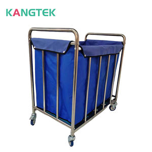 Chariot à linge sale d'acier inoxydable de clinique médicale d'hôpital de KANGTEK avec le sac en toile - Product Image 6