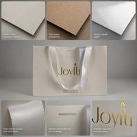 Sac en papier personnalisé avec logo estampé à chaud or, poignée en ruban de satin blanc, idéal pour les cadeaux, les cosmétiques, les soins de la peau et la beauté