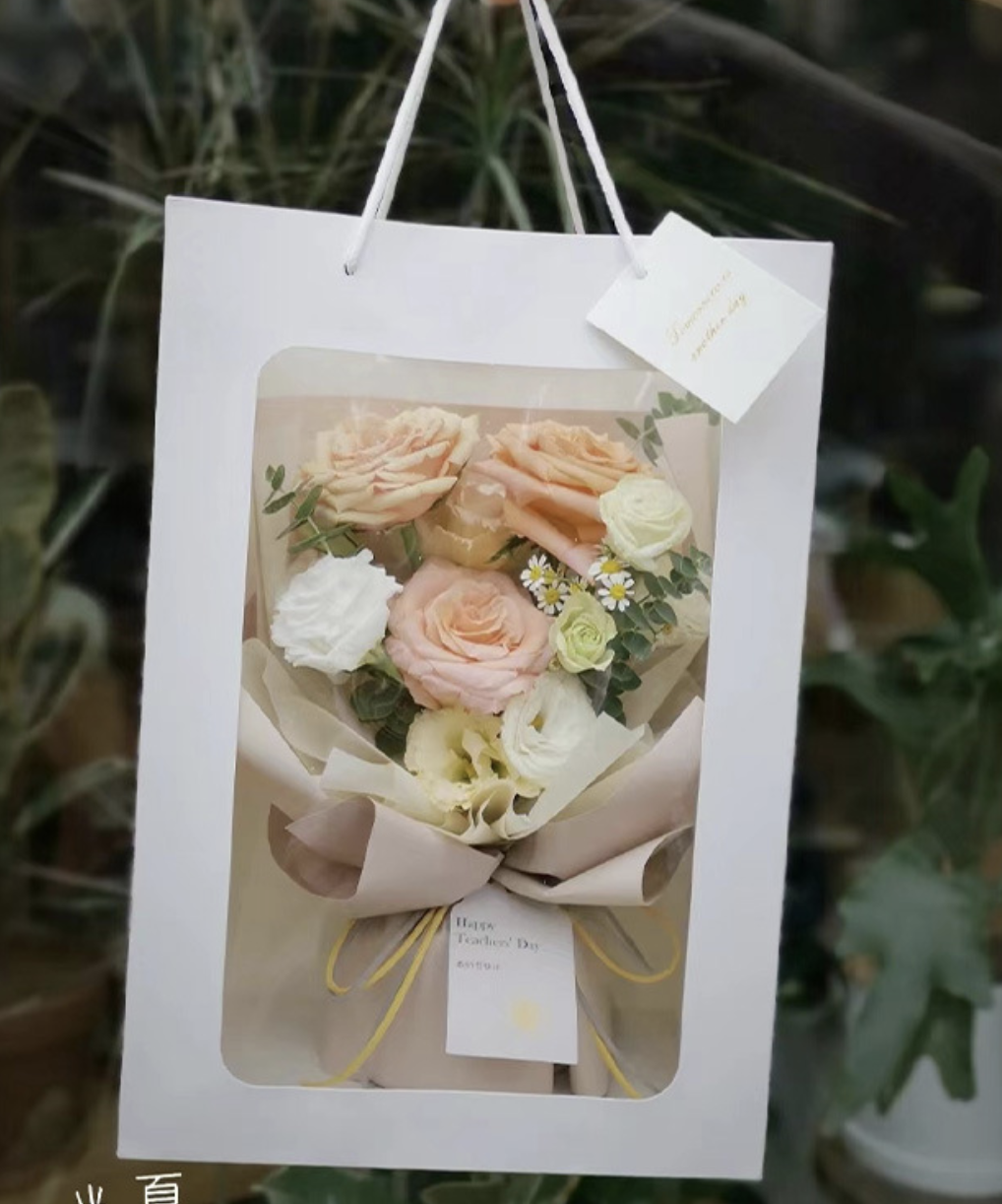 Bolsas de regalo, color blanco con flores