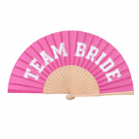 Éventail pliant en bois Pafu pour mariages et enterrements de vie de jeune fille, décoration de fête prénuptiale, éventail portable rose pour rafraîchissement, éventail en bois avec message pour l'équipe de la mariée