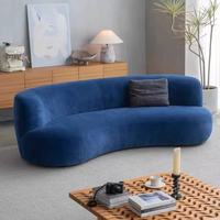 Sofá Chesterfield Moderno Nórdico YUMU con Cubierta de Tela, Base de Madera Sólida, Curvo, Tres Plazas, Altura Ajustable, Espuma de Alta Densidad, para Hotel