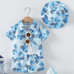 Vêtements d'été pour enfants du fabricant : Ensemble short de plage et chapeau de pêcheur pour bébé garçon, motif noix de coco - Product Image 1