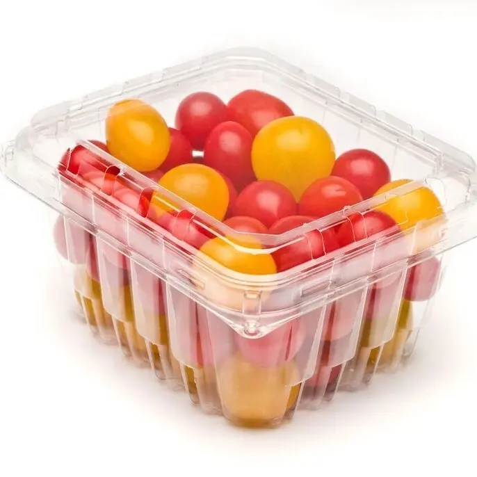 Contenedor con orificios de aire de 1 litro, embalaje de cereza, tomate, fresa, concha de almeja, Punnet