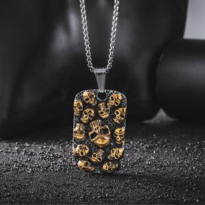 Mestiere Lupo hip hop dei monili di modo punk gotico Vichingo oro degli uomini delle donne In Rilievo personalizzato army Collana della catena del cranio - Product Image 5