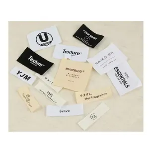 Custom Design Logo Satin Cotton Polyester Printed Woven Fabric Labels for Clothes Hat Bags Shoes
