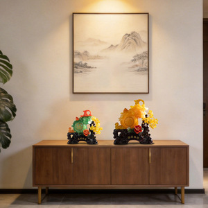 Adorno de Calabaza de Ámbar Feng Shui para la Atracción de la Riqueza, Decoración con Pixiu y el Carácter 'Fu' para el Hogar, Oficina, Regalo de Inauguración de Tienda - Product Image 6