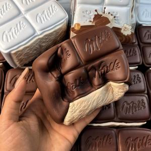 Hachimi Super Soft Milk Chocolate Toast Squishy <b>Toy</b> PU Material Slow Rebound Bread Squeeze <b>Toy</b> - Product Image 3