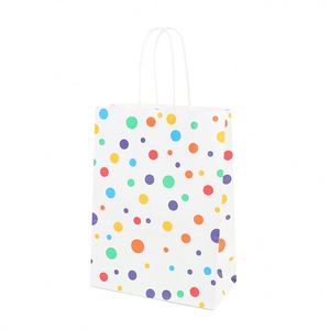 Sacs de rangement en carton kraft blanc écologiques, résistants à la graisse, à rayures géométriques simples, avec poignée en corde de coton, classiques pour la maison - Product Image 1
