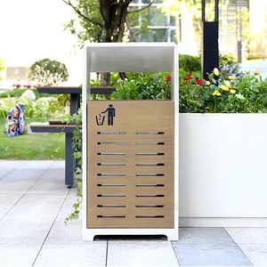 庭の外の屋外の通りの金属のゴミ箱大きなゴミ箱通りの公園のゴミ箱公共のゴミ箱