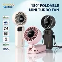 Ventilateur portable pliable électrique USB 4000 mAh avec écran numérique et cordon, personnalisable avec logo OEM&ODM, pour l'extérieur, faible MOQ, vente en gros