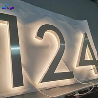 Plaque de numéro de maison en acier inoxydable rétroéclairée par LED 3D, lumière blanc chaud, transformateur inclus, compatible HomeKit, pour la décoration de porte d'hôtel ou de maison