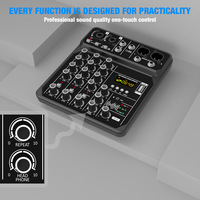 Console de mixage 4 canaux avec interface USB, amplificateur de contrôleur DJ de haute qualité pour karaoké et utilisation musicale à domicile